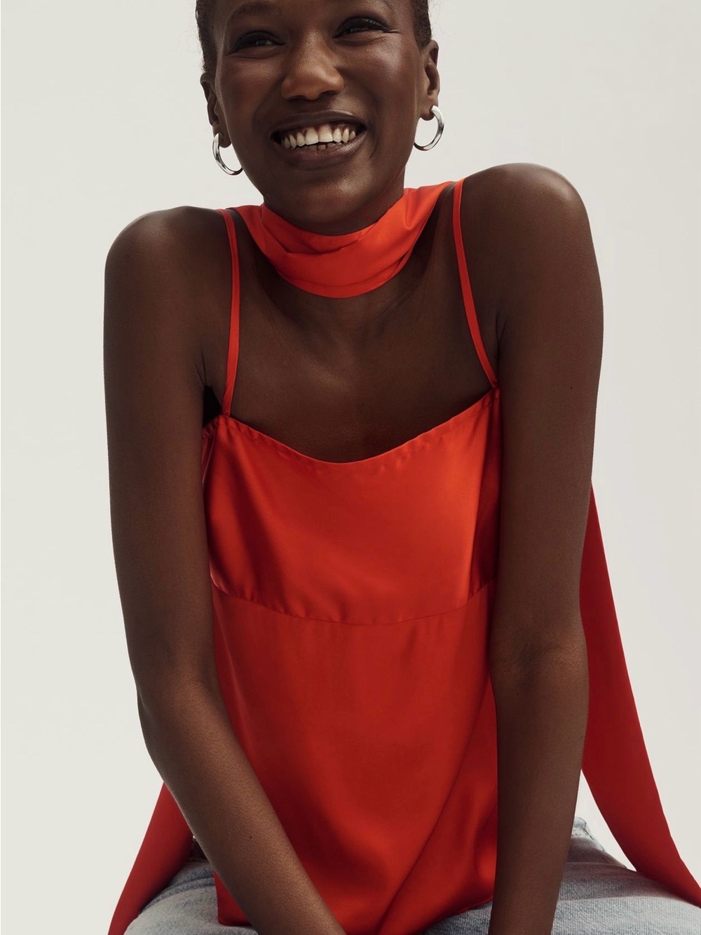 Anthropologie MARE MARE SQUARE-NECK TANK WITH SCARF